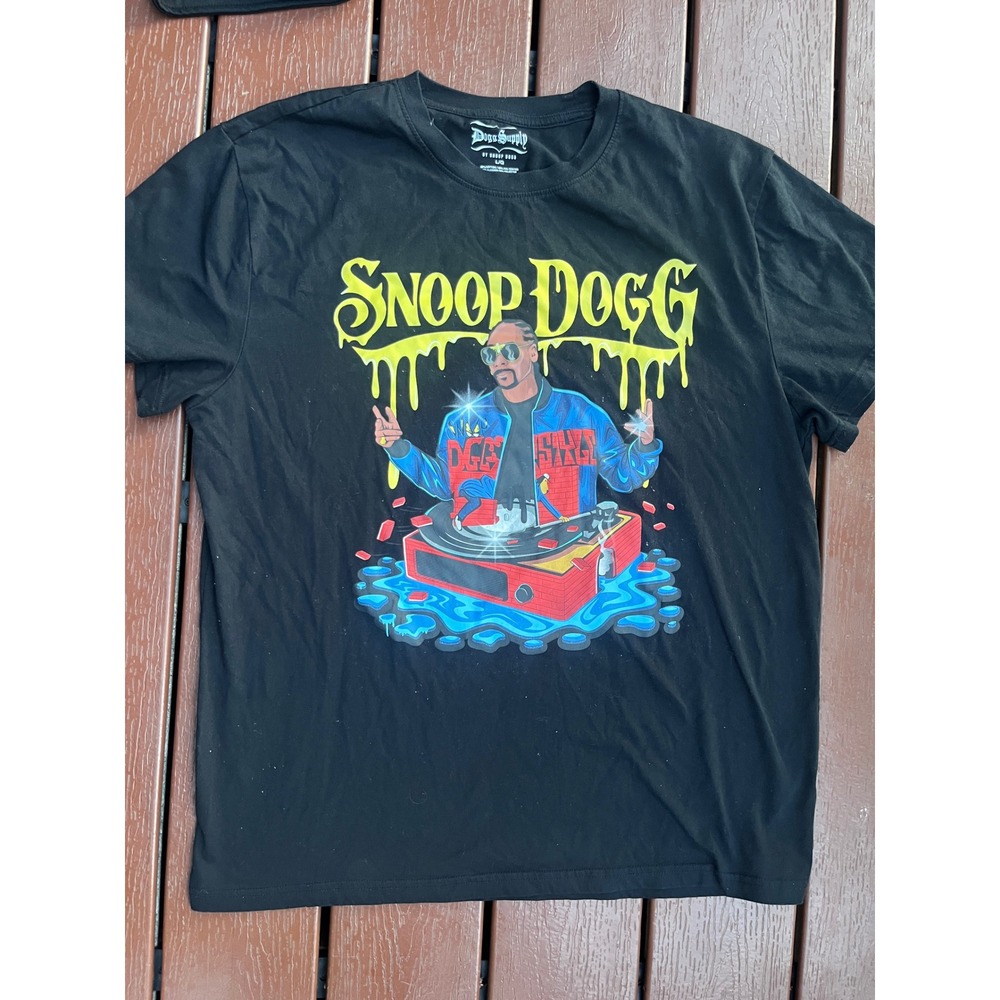 Snoop‎ Dogg Graphic T-Shirt Black Hip Hop Rap Tee Doggystyle Turntable / Large